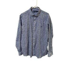 Polo Ralph Lauren Size XL Mens Blue Floral Print Button Down Shirt Long Sleeve